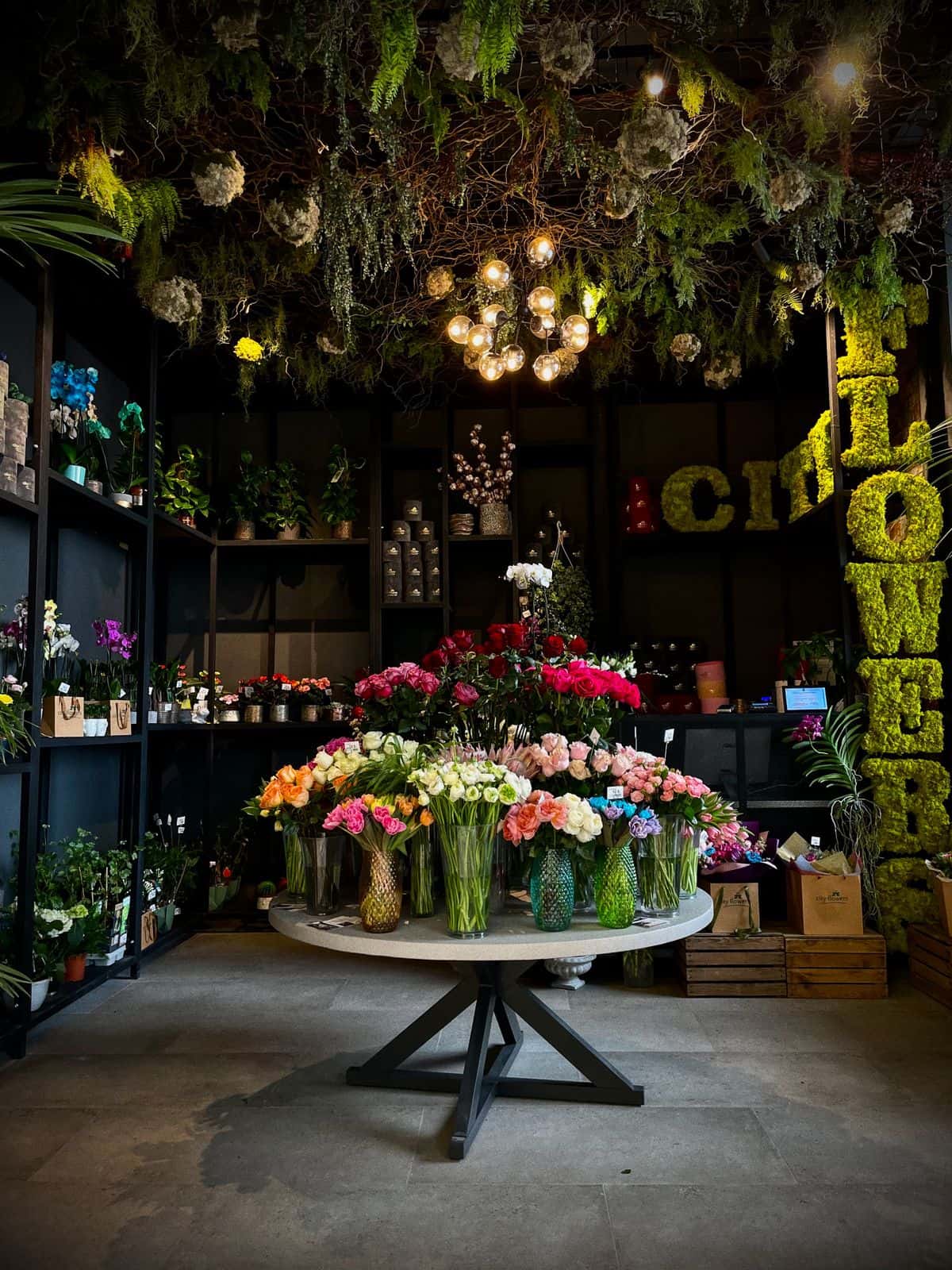 Flower shop full of colorful arrangements